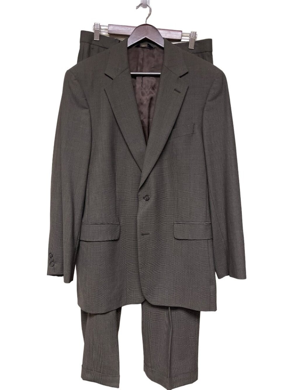 Brooks Brothers 346 Men's 41L 33W Charcoal Wool Stretch Suit Wool Herringbone
